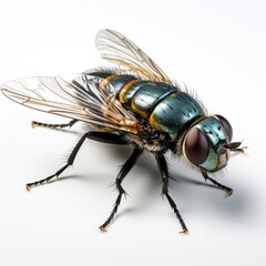 Fototapeta premium Full view Tsetse flyon a completely white background , wallpaper pictures, Background HD