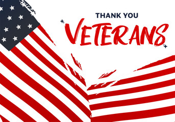 thank you veteran with flag us and white background