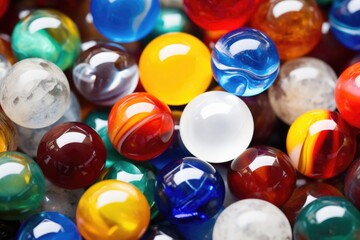 Fototapeta na wymiar close up of multi-colored marbles