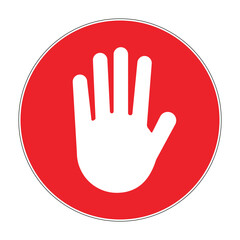No entry sign. Stop sign symbol. Hand stop and no man walk. Prohibitory sign. No entry. red circle in white background
