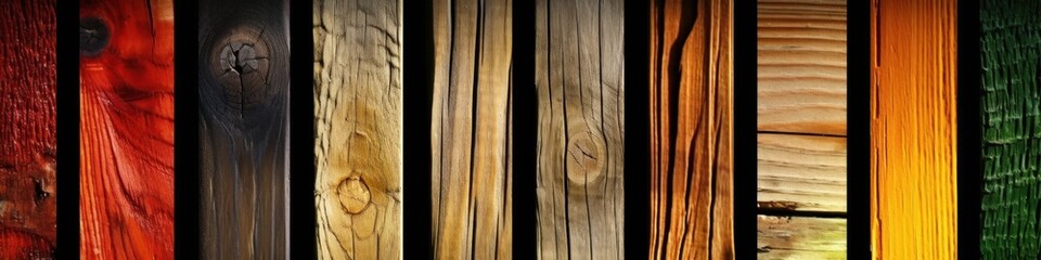 Colorful Wooden Boards Grouped in Various Sizes and Shapes, Wood Background