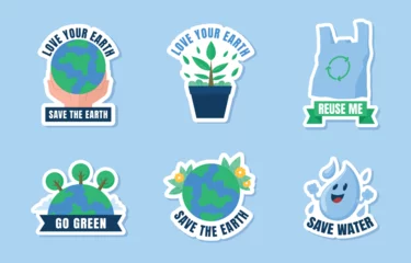 Foto op Canvas set of ecology stickers design © Mermaidman