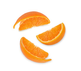 Orange slices isolated on transparent background (.PNG). Top view