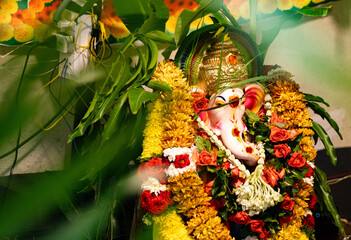 Hindu God Vinayagar with Flower Petals