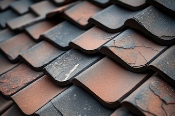 close up of roofing shingles in good condition - obrazy, fototapety, plakaty