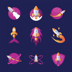 rocket logo set of icons for design