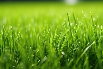 fresh cut grass at lawn, macro shot