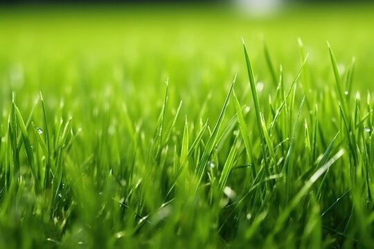 fresh cut grass at lawn, macro shot