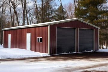 Fototapeta premium fabricated metal garage with sliding doors