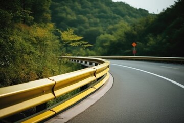 crash barrier on a curvy highway road