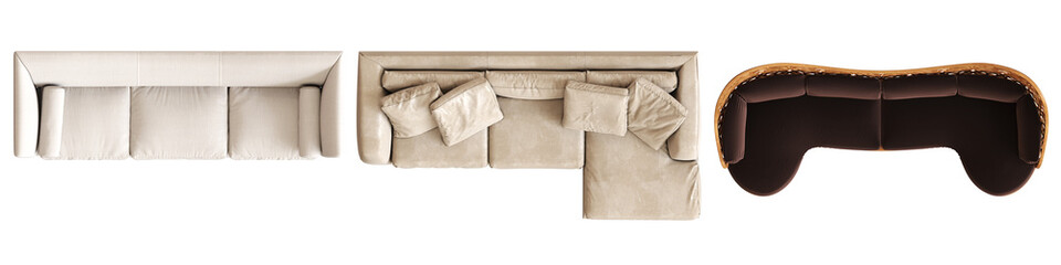 comfortable soft sofa isolated on transparent background, interior furniture, 3D illustration, cg render