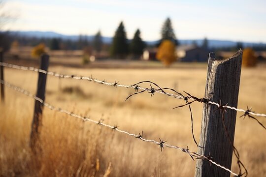 a barbed wire fence around a private property