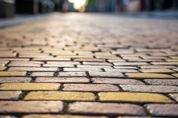 close up of pavement bricks on a pedestrian walkway
