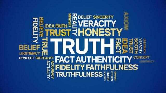 Truth animated tag word cloud;text design animation kinetic typography seamless loop.