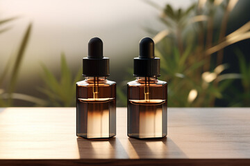 Mockup of elegant dropper bottle on a minimalist studio background