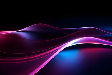 Vibrant Neon Waves: Abstract Elegance in Motion. generative ai - obrazy, fototapety, plakaty