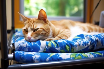 a specially adapted pet bed for a handicapped feline