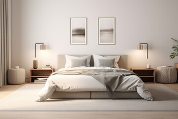 Fototapeta na wymiar a clutter-free, minimalist bedroom with soft lighting