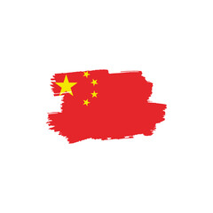 National flag of CHINA with brush stroke effect on white background