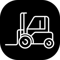 Forklit construction machinery with black filled line outline style. industrial, forklift, industry, machine, truck, shipping, logistic. Vector illustration