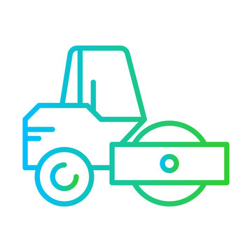 recommend clip art: Road roller construction machinery with blue and green gradient outline style. construction, road, machinery, equipment, work, industrial, highway. Vector illustration