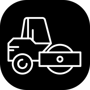 recommend clip art: Road roller construction machinery with black filled line outline style. construction, road, machinery, equipment, work, industrial, highway. Vector illustration