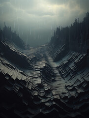 Abstract dark and dramatic mysterious landscape - obrazy, fototapety, plakaty