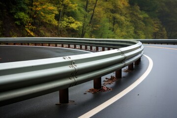 crash barrier on a curvy highway road
