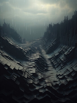 Abstract dark and dramatic mysterious landscape