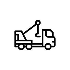 Crane truck construction machinery with black outline style. crane, truck, vehicle, industry, construction, equipment, machinery. Vector illustration