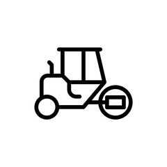 Road roller construction machinery with black outline style. construction, road, machinery, equipment, work, industrial, highway. Vector illustration