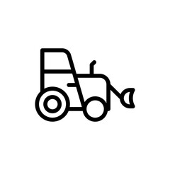 Bucket tractor construction machinery with black outline style. tractor, bucket, machine, construction, equipment, machinery, industry. Vector illustration
