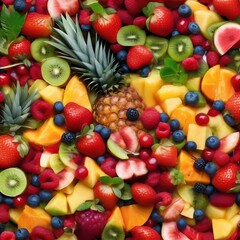 Naklejka na ściany i meble A colorful and vibrant fruit salad with a mix of tropical and seasonal fruits3