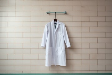 lab coat hanging on a wall