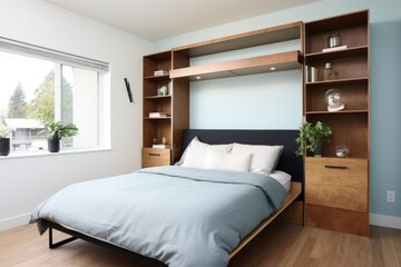 wall bed in a small studio apartment