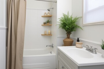 tiny bathroom with bathtub and shower combo