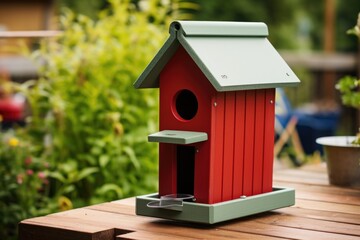 Obraz na płótnie Canvas birdhouse with automatic seed dispenser