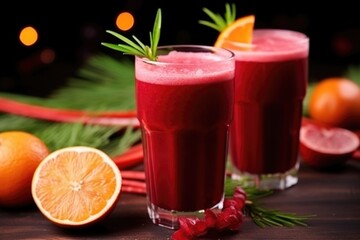 freshly squeezed beetroot and carrot juice with froth on top