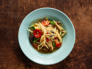 top view dish of Thai Som Tum