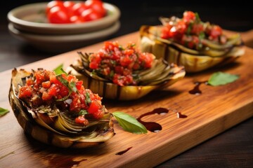 refreshing bruschetta with chargrilled artichokes and olive tapenade