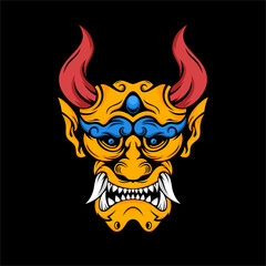head devil japanese artwork vector