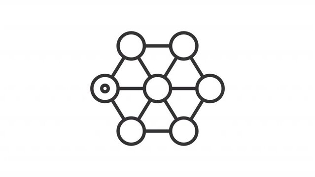 2D black simple thin line animation of loading hexagonal icon, HD video with transparent background, seamless loop 4K video representing abstract loaders.