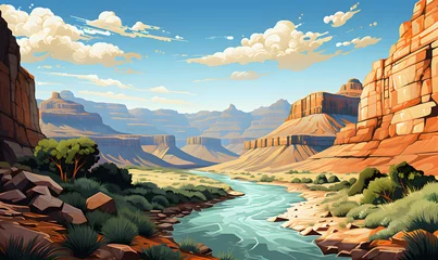 Deurstickers Grand Canyon, Arizona, United States scenery in illustrations, presentation images, travel image ideas, tourism promotion, postcards, Generative Ai © A_visual