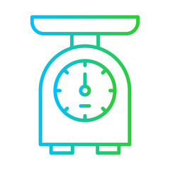 Scale measurement icon with blue and green gradient outline style. symbol, business, concept, sign, white, design, graphic. Vector Illustration