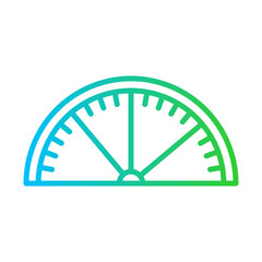 Protactor measurement icon with blue and green gradient outline style. education, school, ruler, geometry, design, measurement, equipment. Vector Illustration