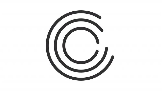2D black simple thin line animation of abstract loading circular icon, HD video with transparent background, seamless loop 4K video representing abstract loaders.