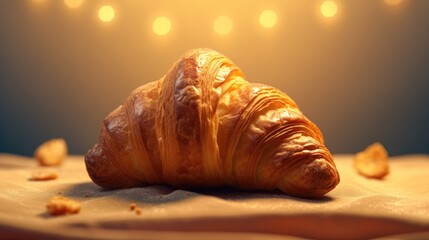 Premium croissant for servings in cafe and restaurant on elegant beautiful background,and for presentation advertising a new  menu. - obrazy, fototapety, plakaty