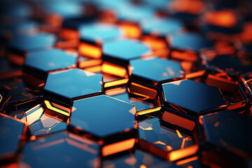 Obraz premium 3d glossy abstract hexagon wallpaper generative by ai