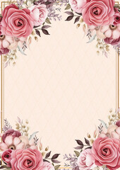 Pink and beige modern trendy vector design frame. Background fall boho template