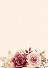 Red beige and pink wreath background invitation template with flora and flower